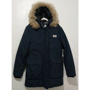 Penfield Womens large parka jacket blue coat fur hoodie
